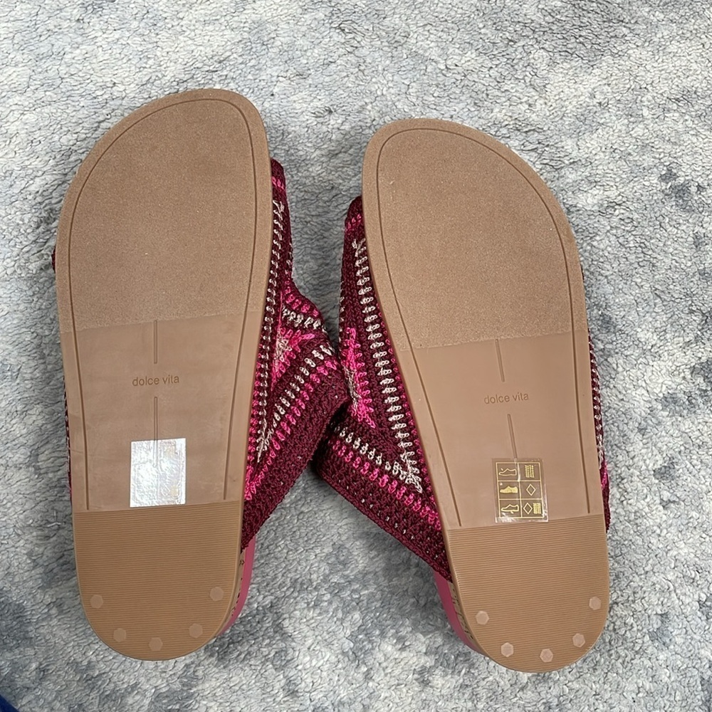 New Dolce Vita Ralli Wedge Sandal Woven Double Strap Slide Pink Sz 8 - Picture 10 of 14